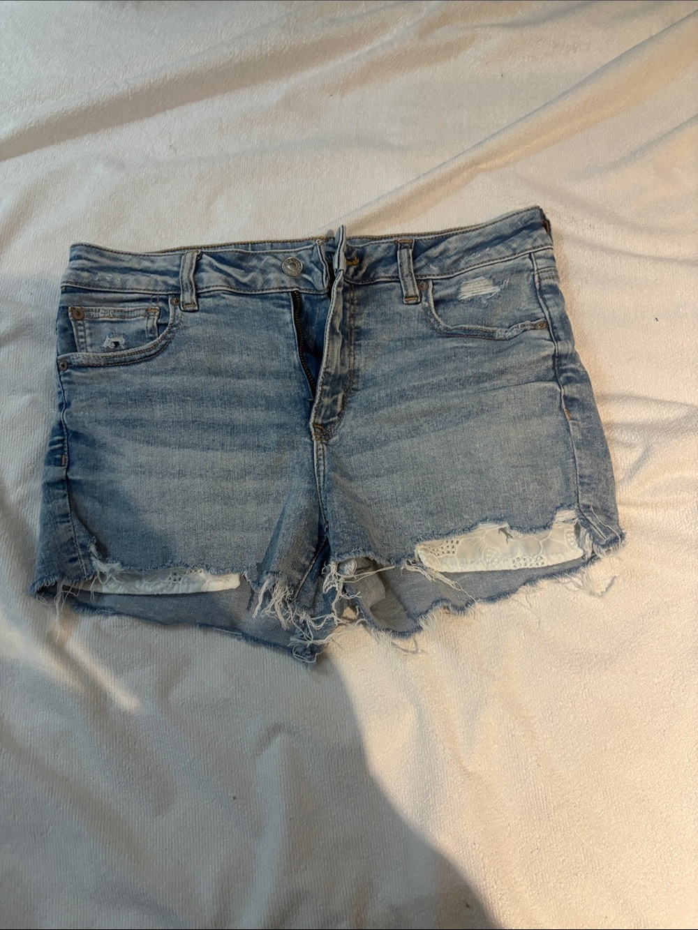 Light Blue Distressed Denim Women's Shorts